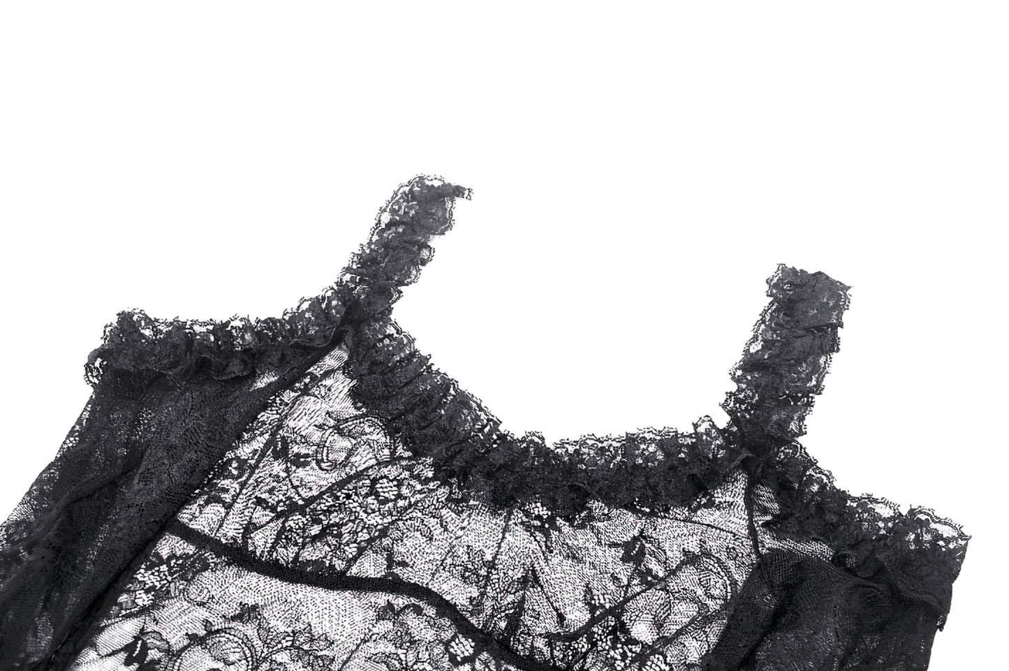 Sheer Black Lace Top with Dramatic Draped Bell Sleeves