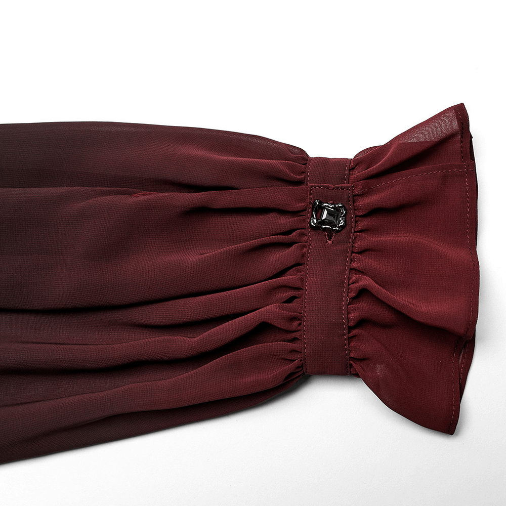 Sheer Chiffon Lace Up Front Gothic Shirt for Men