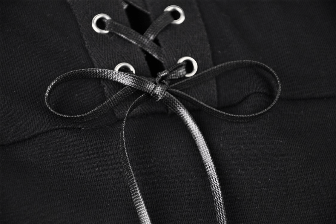 Sheer Mesh Long Sleeved Top With Lace-Up Front