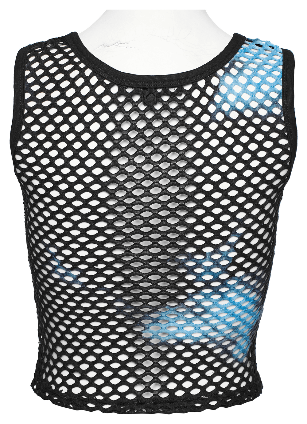 Shic Stylish Black-Blue Punk Tie Dye Mesh Tank Top