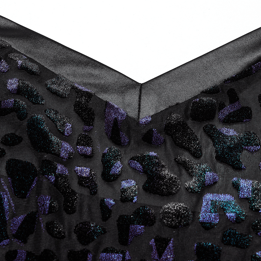 Shimmer Leopard Mesh Goth Women's Camis with V-Neck