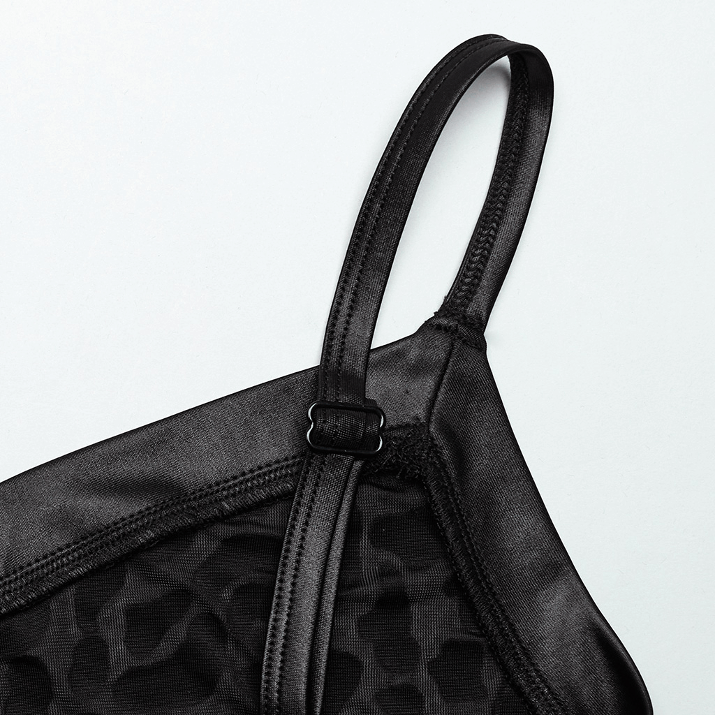 Shimmer Leopard Mesh Goth Women's Camis with V-Neck