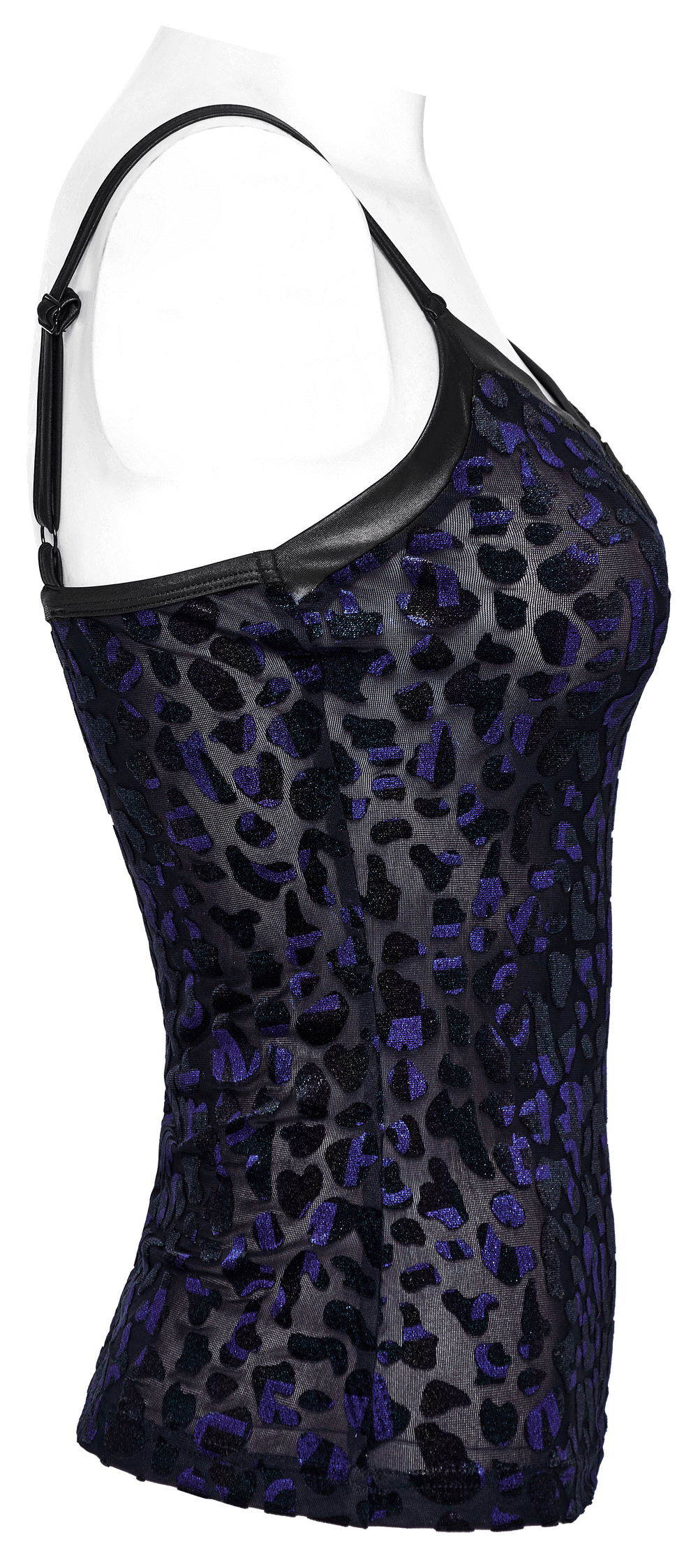 Shimmer Leopard Mesh Goth Women's Camis with V-Neck