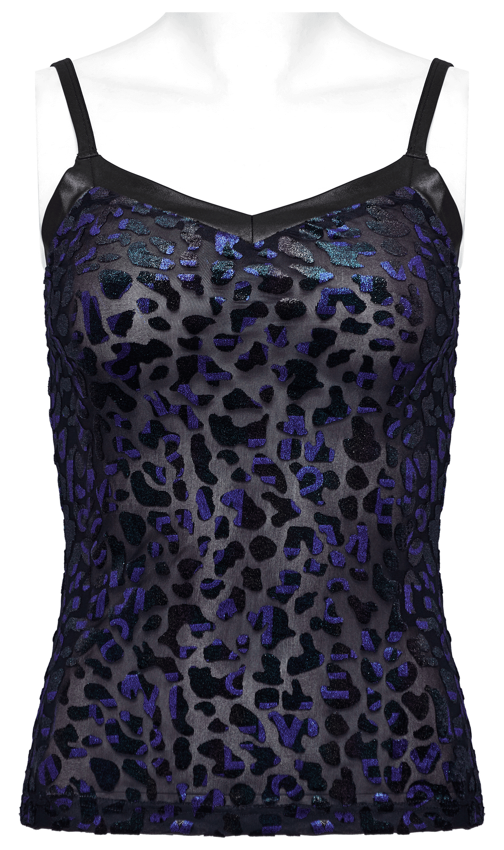 Shimmer Leopard Mesh Goth Women's Camis with V-Neck