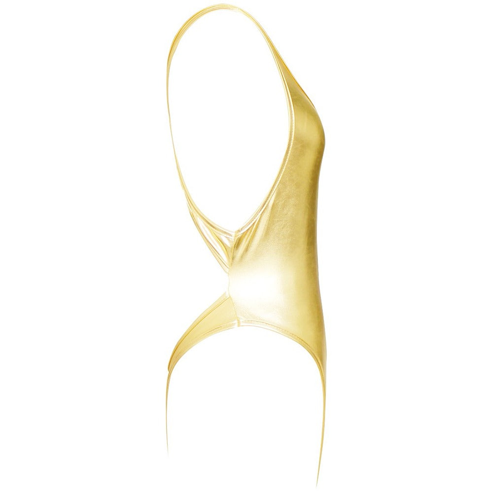 Shiny Latex Women's Bodysuit / Thong Sexy Leotard BodySuit / Faux Leather Erotic One Piece Costume