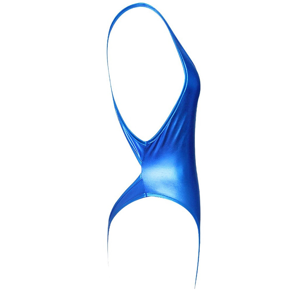 Shiny Latex Women's Bodysuit / Thong Sexy Leotard BodySuit / Faux Leather Erotic One Piece Costume