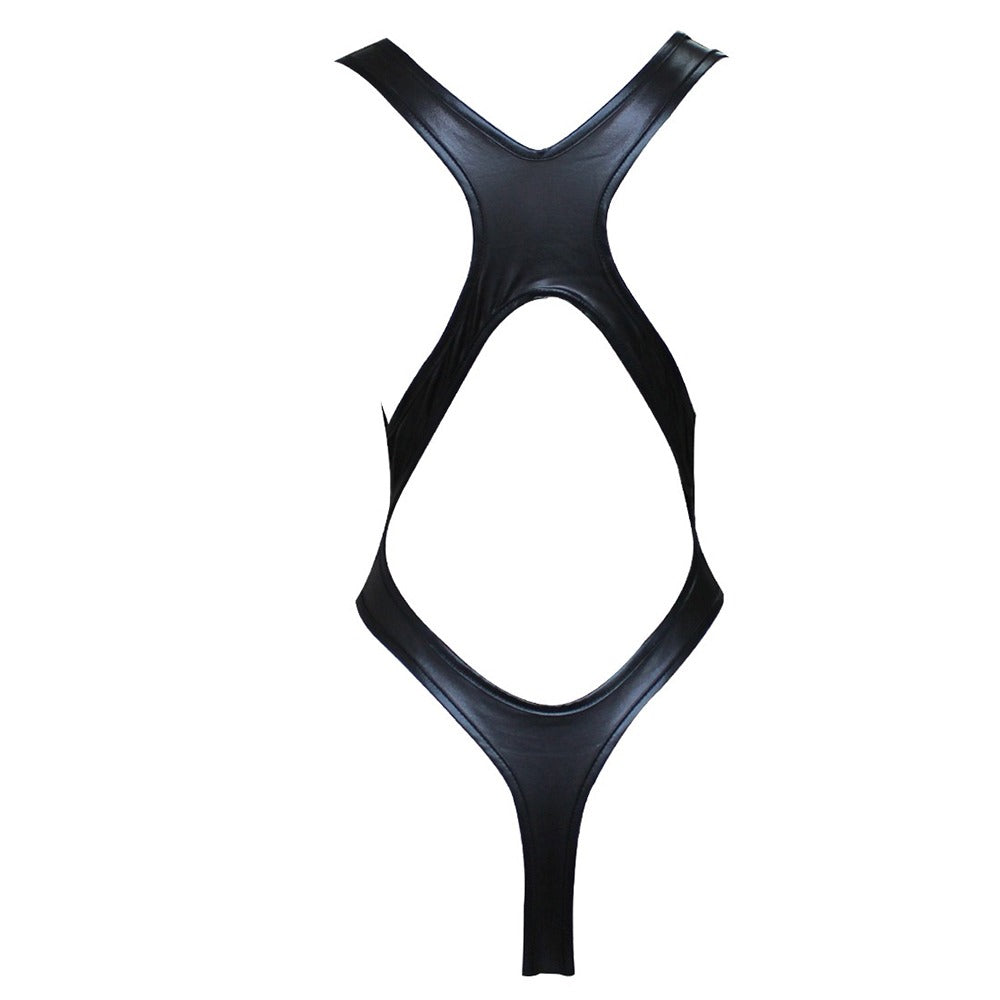 Shiny Latex Women's Bodysuit / Thong Sexy Leotard BodySuit / Faux Leather Erotic One Piece Costume