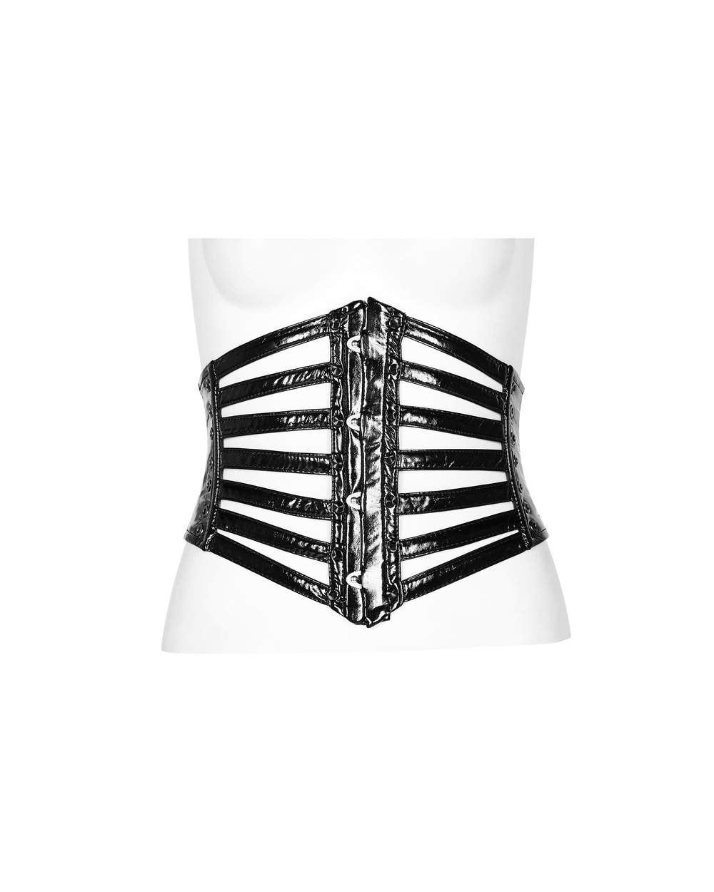 Shiny Patent PU Punk Corset Belt with Steel Buckle