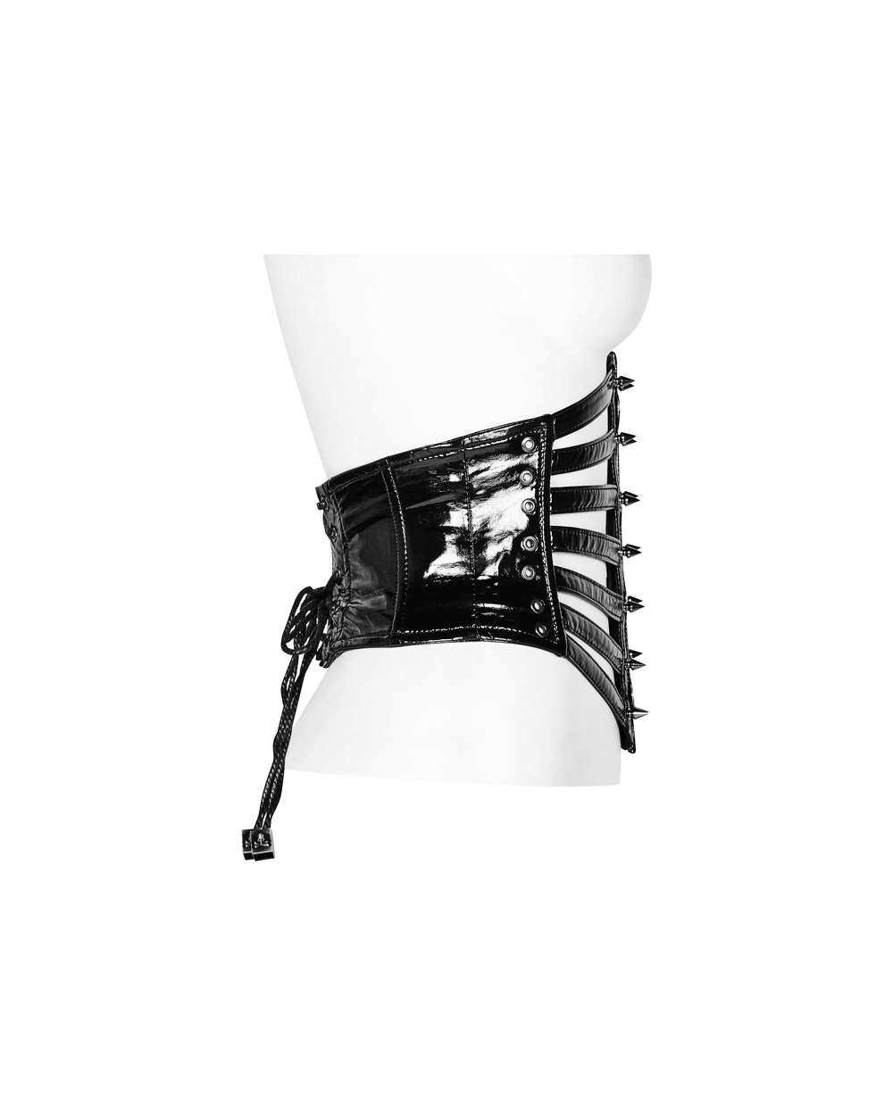Shiny Patent PU Punk Corset Belt with Steel Buckle