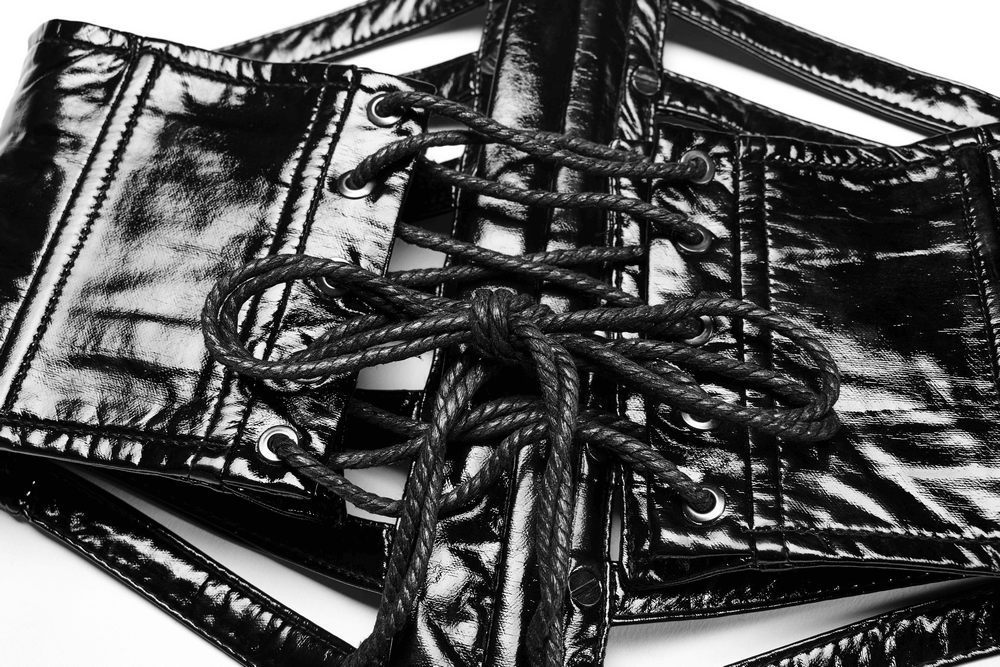 Shiny Patent PU Punk Corset Belt with Steel Buckle