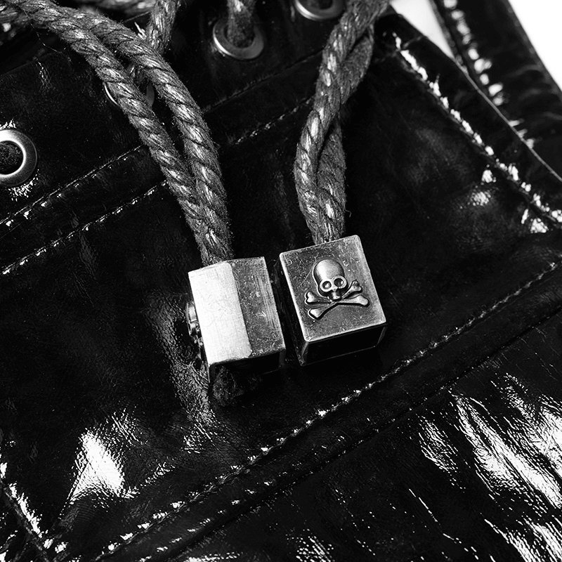 Shiny Patent PU Punk Corset Belt with Steel Buckle