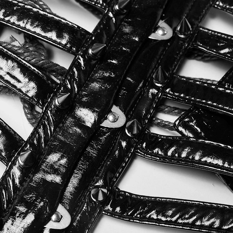 Shiny Patent PU Punk Corset Belt with Steel Buckle