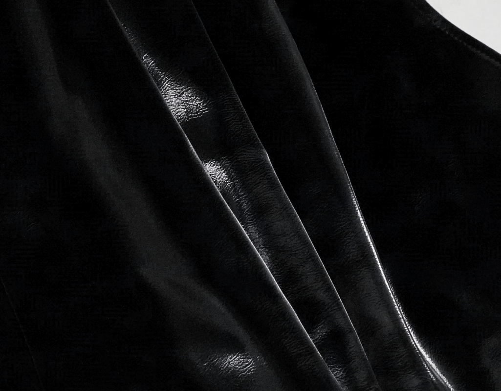 Shiny PU Leather Jackets With Studs / Gothic Front Zip Long Jackets / Alternative Clothing