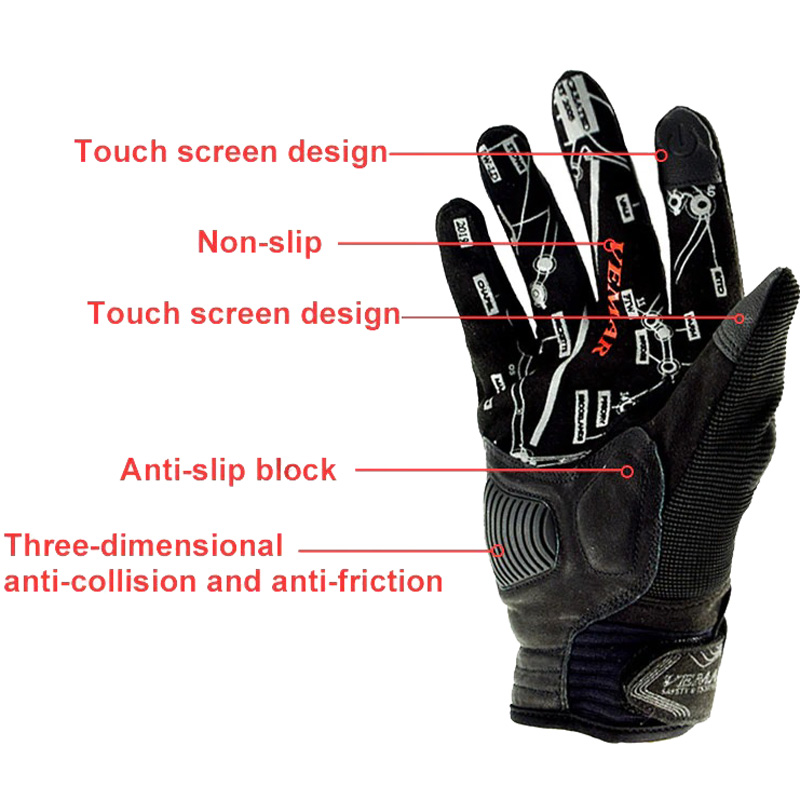 Shockproof Motorcycle Gloves in Rock Style / Unisex Gloves with Finger for Touch Screen