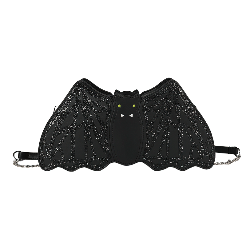 Shoulder Small Bag in Form Bat with Sequins / Halloween Accessories