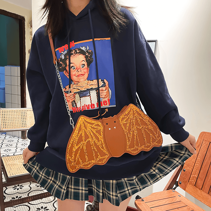 Shoulder Small Bag in Form Bat with Sequins / Halloween Accessories