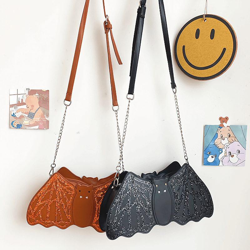 Shoulder Small Bag in Form Bat with Sequins / Halloween Accessories