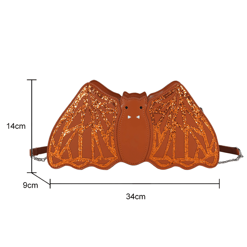 Shoulder Small Bag in Form Bat with Sequins / Halloween Accessories