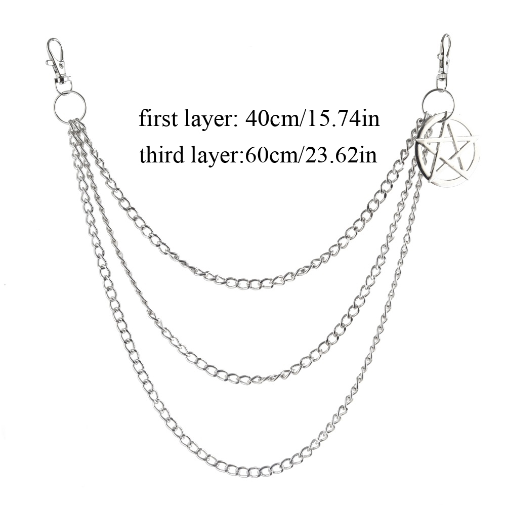 Side Chain for The Pants in Gothic Style / Pentagram Keychains for Men and Women