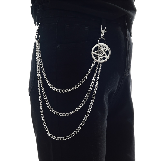 Side Chain for The Pants in Gothic Style / Pentagram Keychains for Men and Women