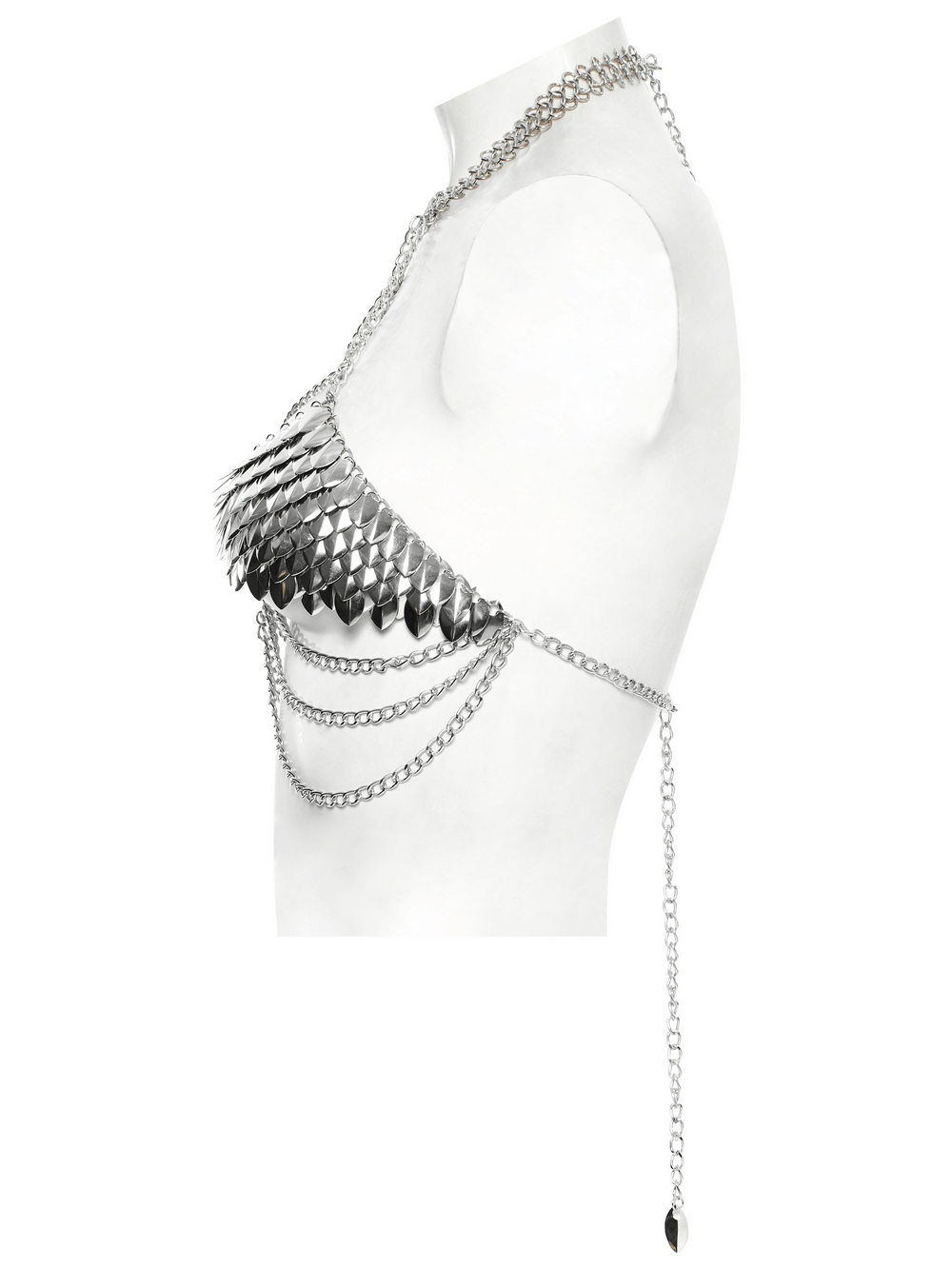 Silver Dragon Scale Chain Bra Harness for Women