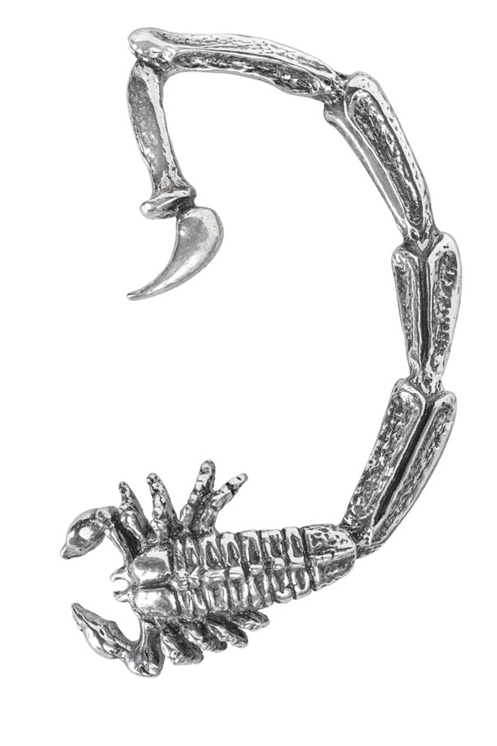 Silver Gothic Scorpion Earwrap with Detailed Claw Design