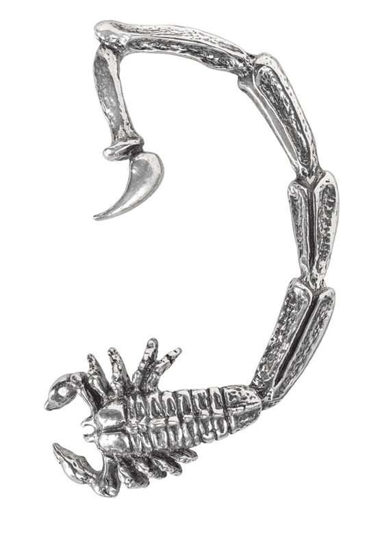 Silver Gothic Scorpion Earwrap with Detailed Claw Design