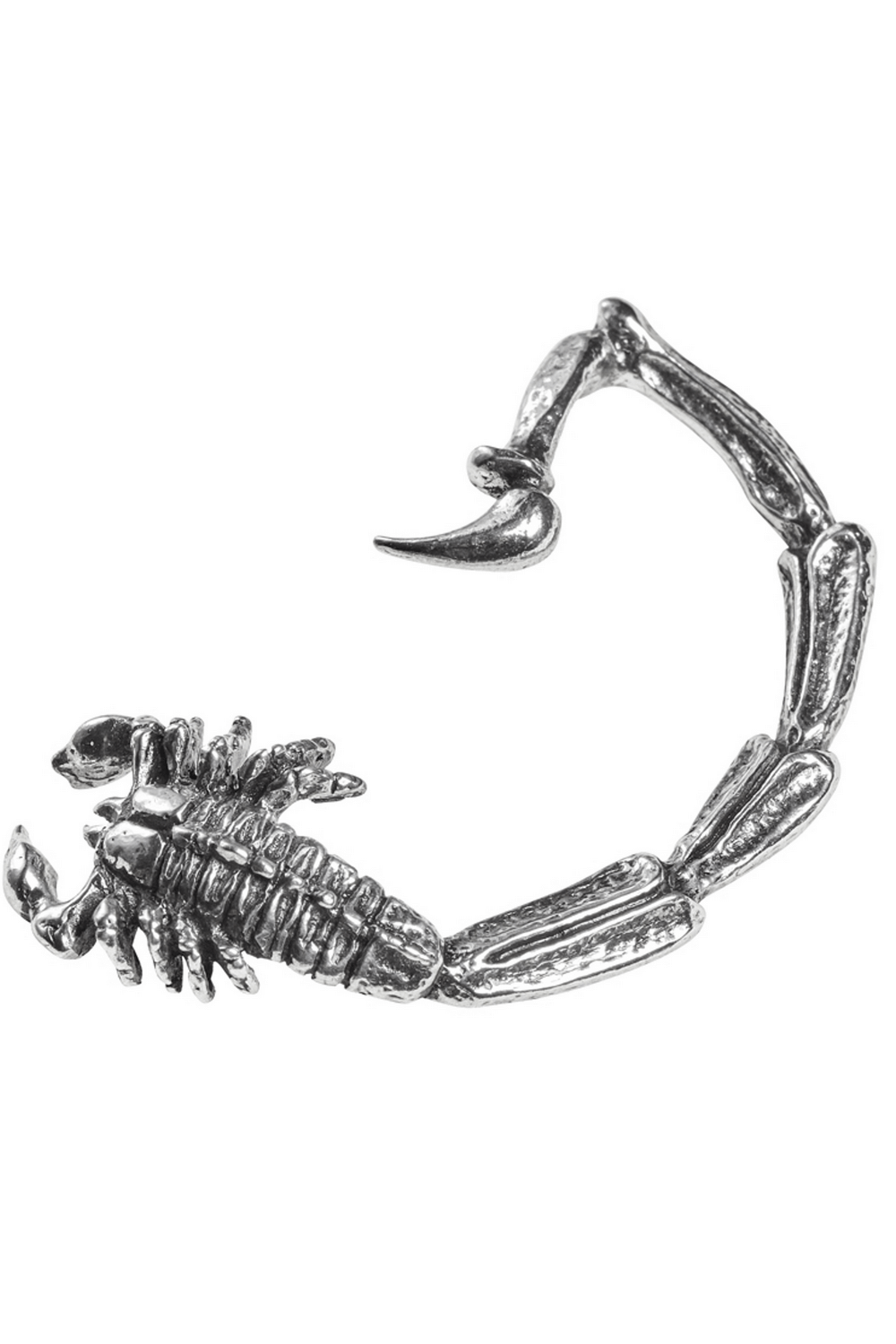 Silver Gothic Scorpion Earwrap with Detailed Claw Design