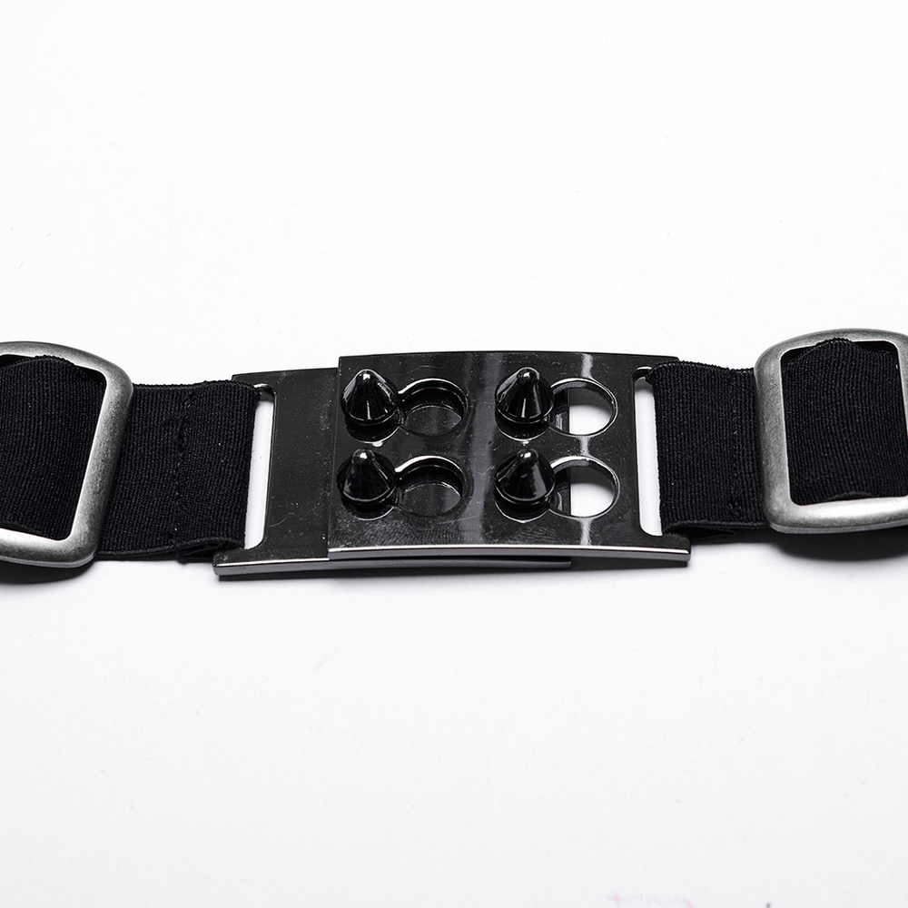 Silver-Linked Punk Chain Harness With Buckles for Men
