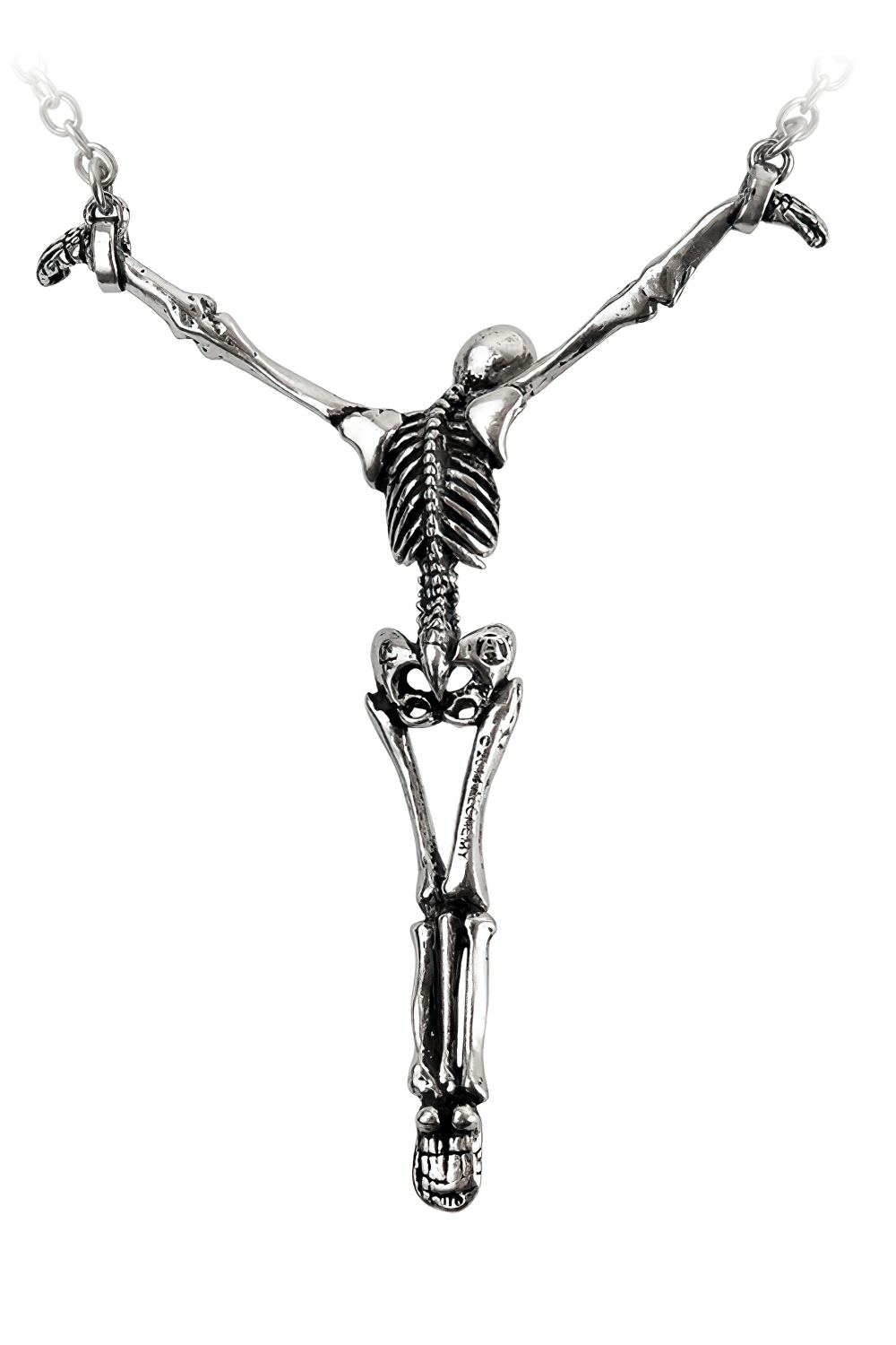 Skeleton Cross Pendant Necklace with Pewter Chain