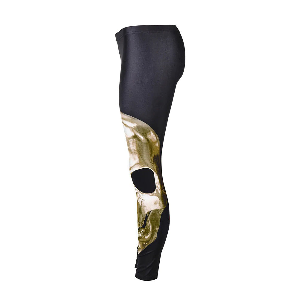 Skeleton Halloween Leggings Womens / Female Workout Pants with Digital Print in Gothic Style #1
