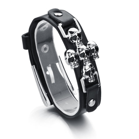 Skeleton Skull Punk Gothic Rock Leather Belt / Buckle Bracelets for Men and Women