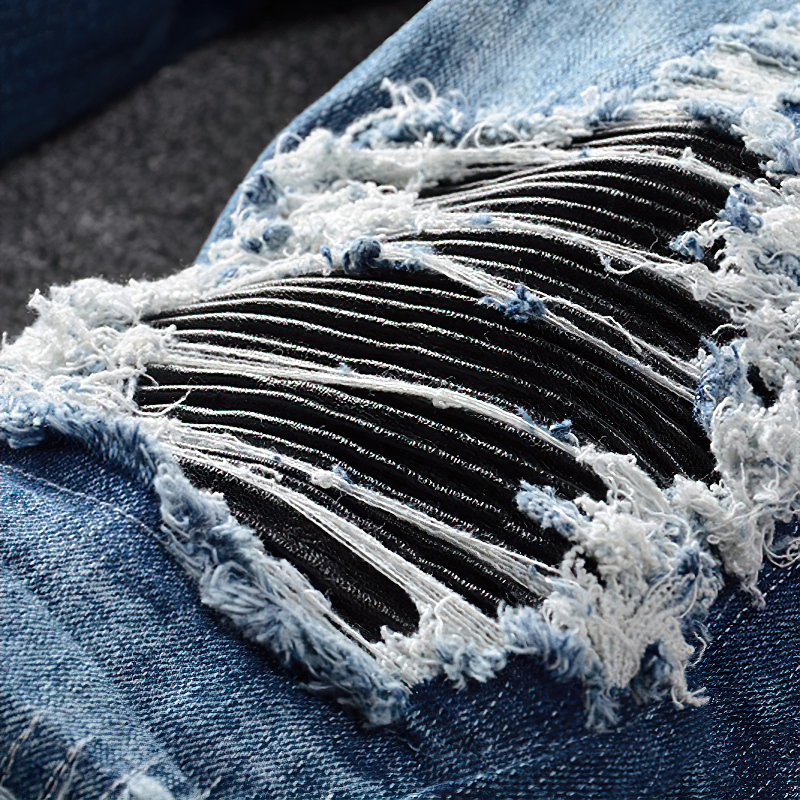 Skinny Patchwork Jeans For Men / Alternative Stretch Denim Men's Pants