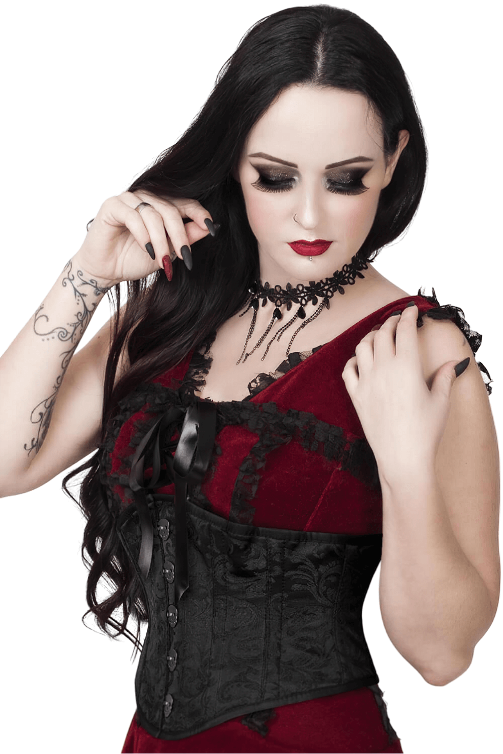 Skull Busk Brocade Underbust Corset for a Bold Look