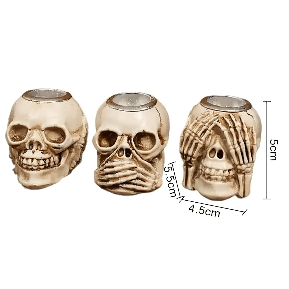 Skull Candle Holders Set with Skeleton Hand Design