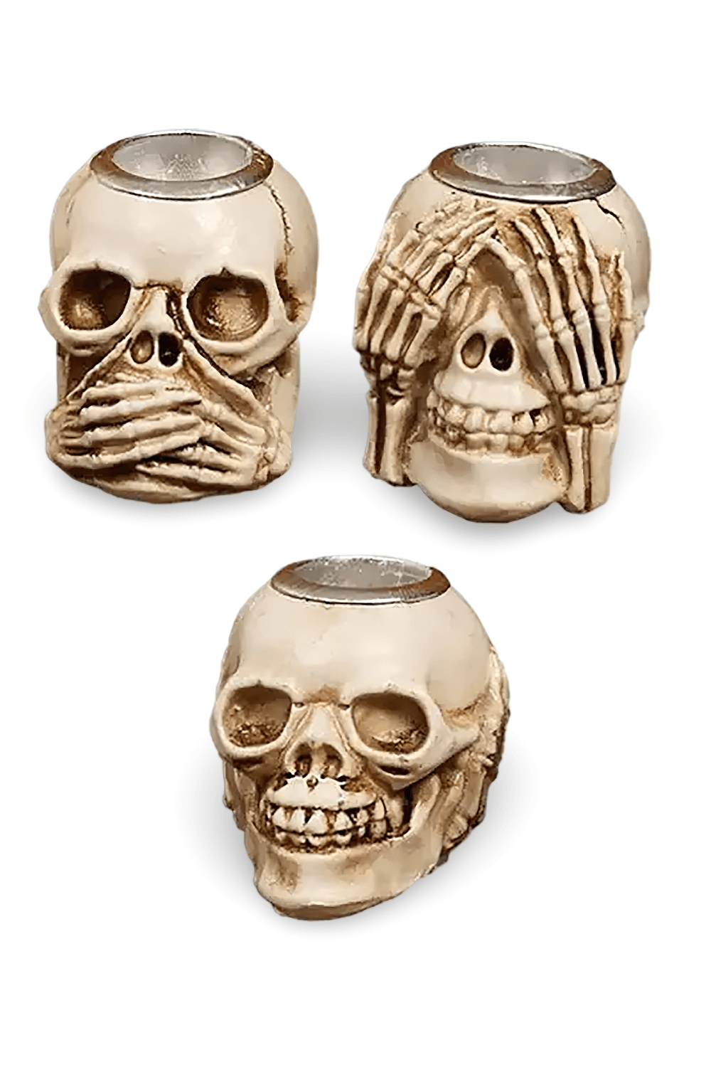 Skull Candle Holders Set with Skeleton Hand Design