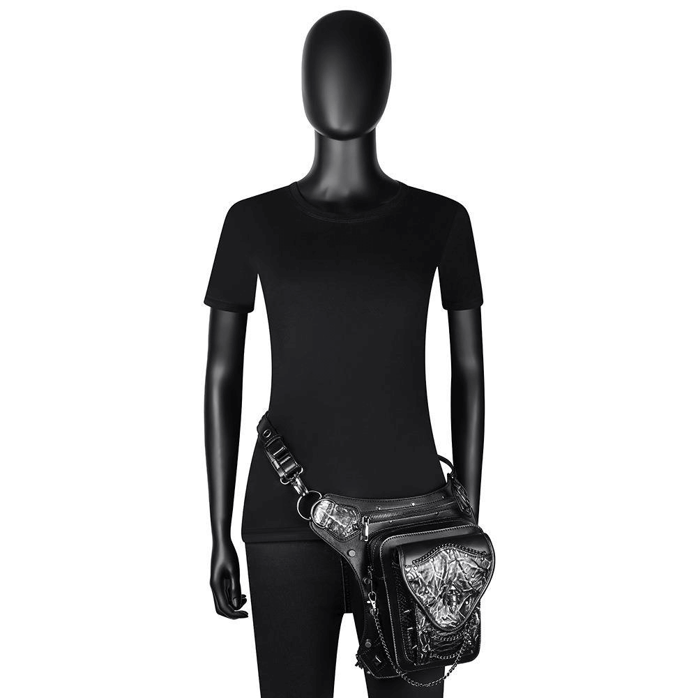 Skull Chain Motorcycle Waist Bag / One-shoulder Crossbody Bag