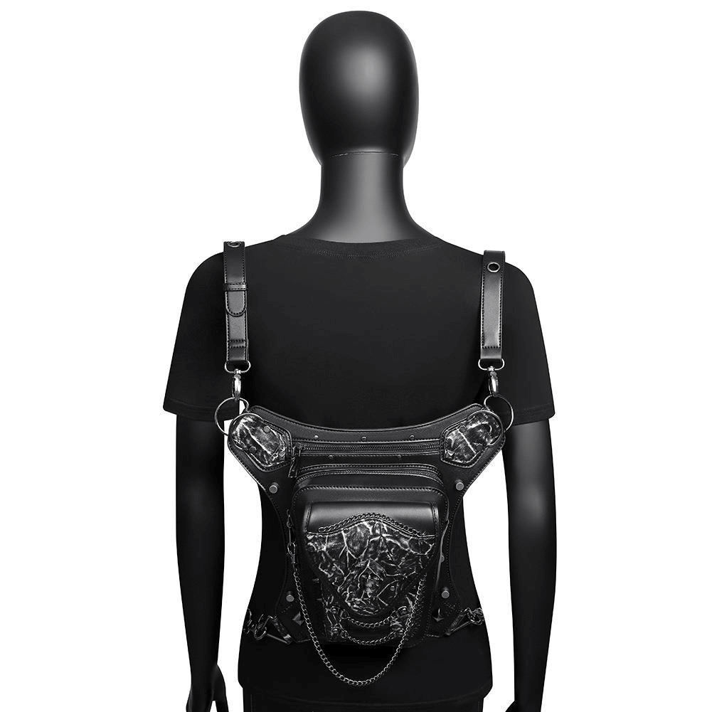 Skull Chain Motorcycle Waist Bag / One-shoulder Crossbody Bag