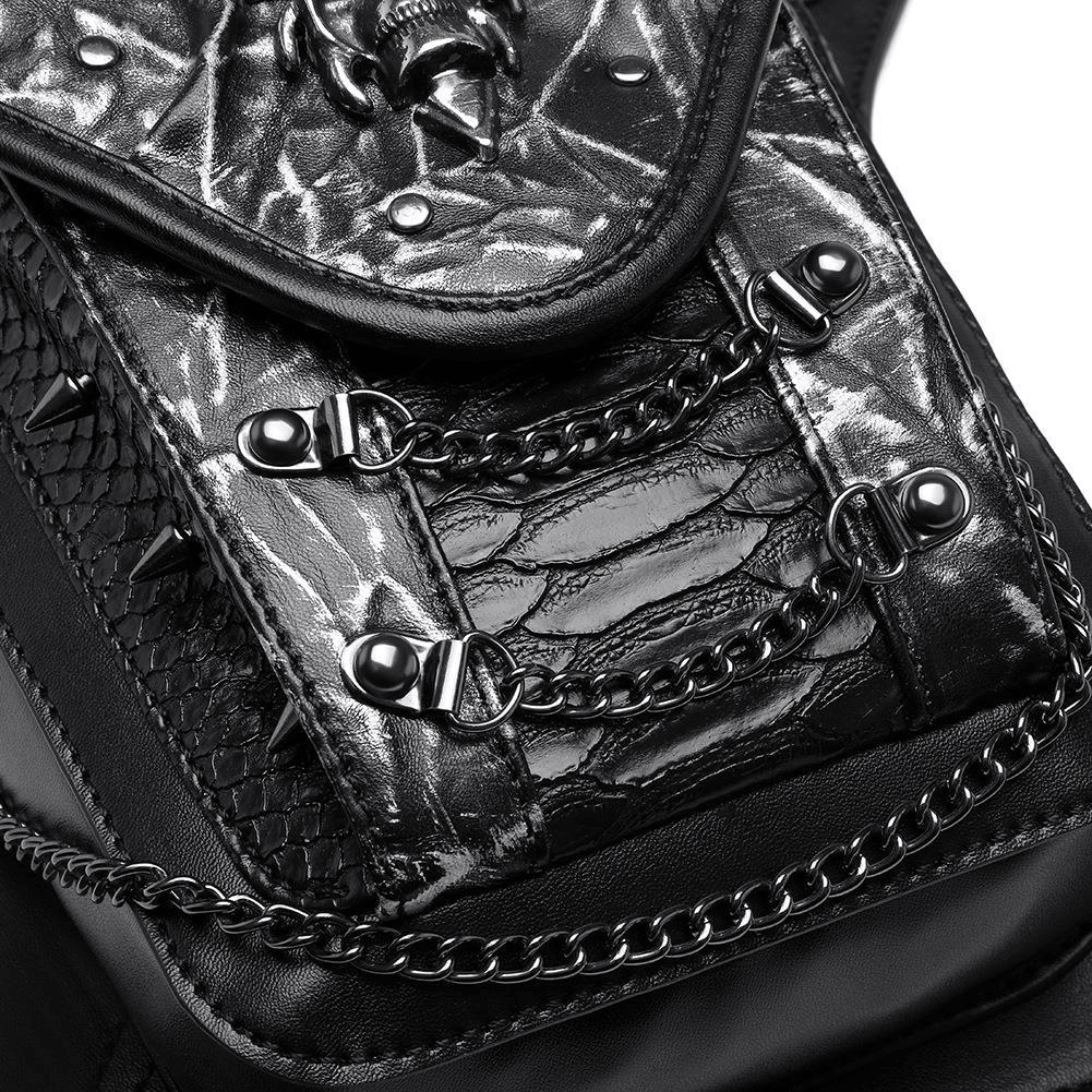 Skull Chain Motorcycle Waist Bag / One-shoulder Crossbody Bag