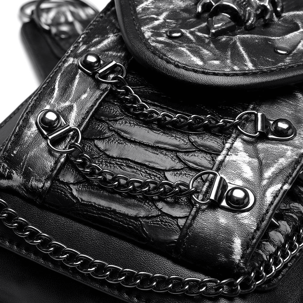 Skull Chain Motorcycle Waist Bag / One-shoulder Crossbody Bag