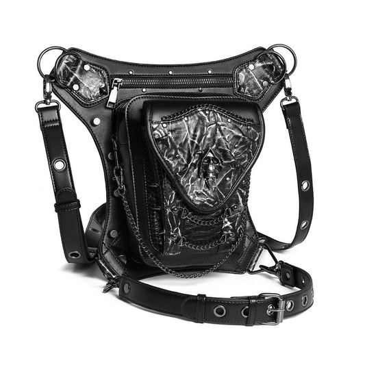 Skull Chain Motorcycle Waist Bag / One-shoulder Crossbody Bag