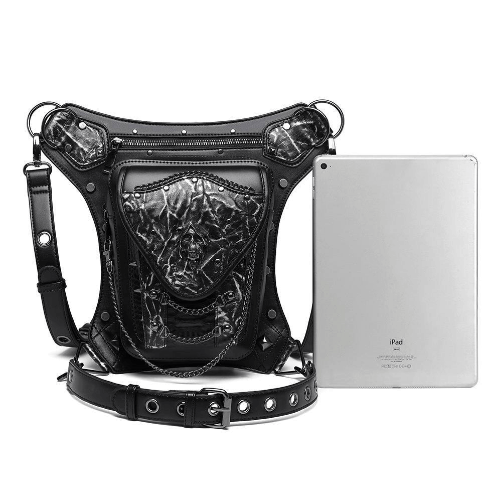 Skull Chain Motorcycle Waist Bag / One-shoulder Crossbody Bag