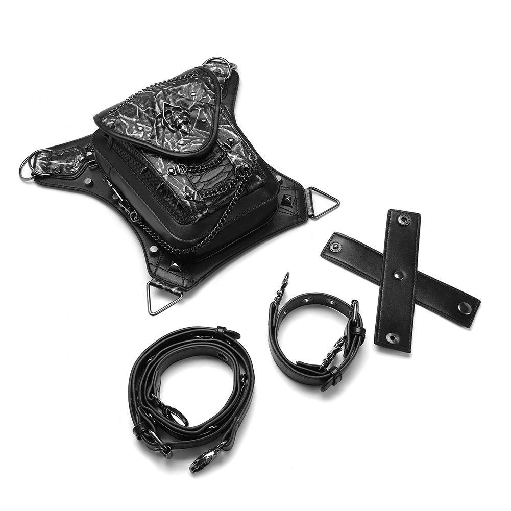 Skull Chain Motorcycle Waist Bag / One-shoulder Crossbody Bag