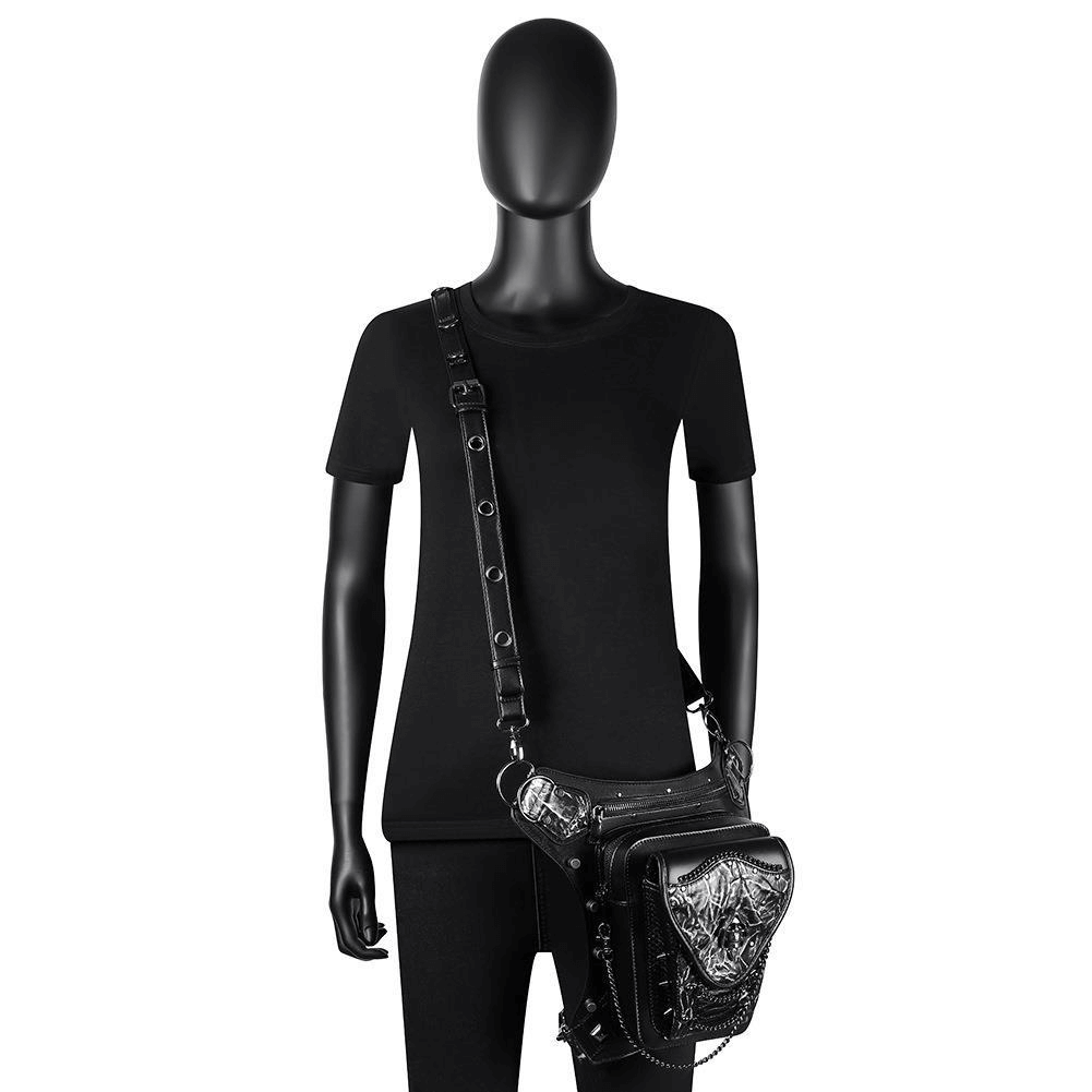 Skull Chain Motorcycle Waist Bag / One-shoulder Crossbody Bag