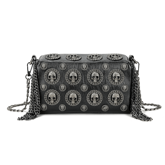 Skull Crossbody Bag With Tassel Chains / Gothic Shoulder Handbag With Strap