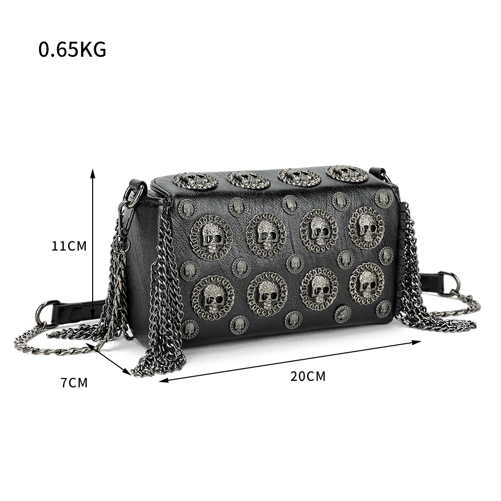 Skull Crossbody Bag With Tassel Chains / Gothic Shoulder Handbag With Strap