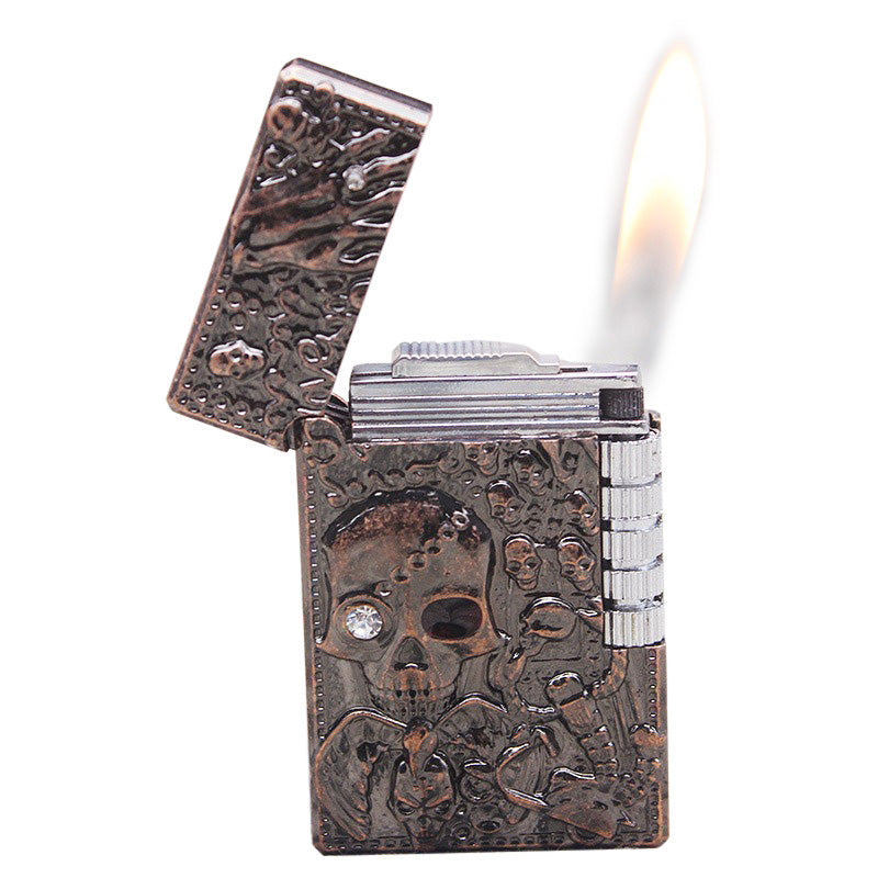 Skull Gas Lighter / Grinding Jet Gas Flint Lighter / Bright Sound Cigarette Lighter Gadget