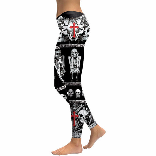 Skull Head Women Leggings / Skeleton Print Pants / Women's Slim Fitness Alternative Apparel #3