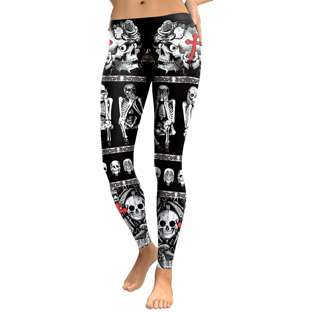 Skull Head Women Leggings / Skeleton Print Pants / Women's Slim Fitness Alternative Apparel #3