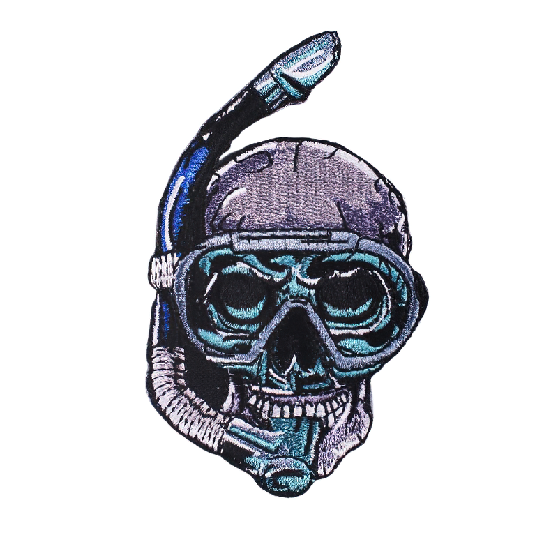 Skull In An Underwater Mask Patch / Gothic Accessories For Clothes / Alternative Fashion